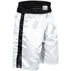 FIGHT-FIT - Short de Boxe Long / Blanc-Noir / XL