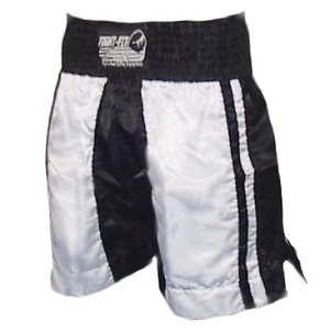 FIGHT-FIT - Shorts de Boxeo / Negro-Blanco / XL