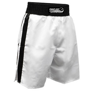 FIGHT-FIT - Pantaloncini da Boxe / Bianco-Nero / XL