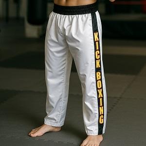 FIGHT-FIT - Kick-Boxing Hosen / Satin / Weiss / Medium