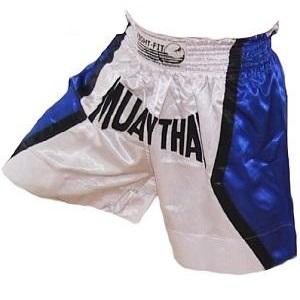 FIGHT-FIT - Muay Thai Shorts / Weiss-Blau / XL