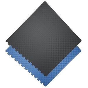 Tapis de sol en mouse / 100 x 100 x 2.5 cm / Tatami réversible puzzle / Noir-Bleu