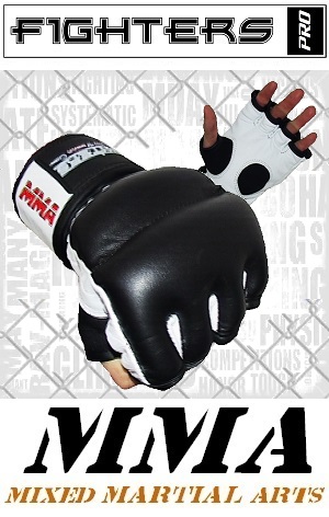 FIGHTERS - MMA Gloves / Cage Fight / Black-White / Small