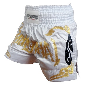 FIGHTERS - Pantalones Muay Thai / Blanco-Oro / XL