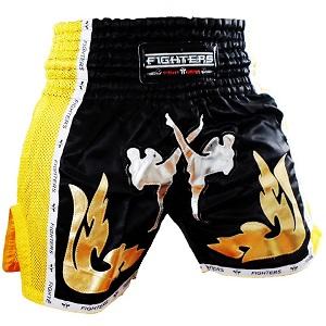 FIGHTERS - Thaibox Shorts / Elite Fighters / Schwarz-Gelb / XS
