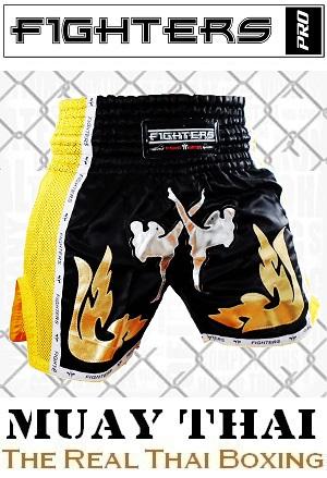 FIGHTERS - Thai Boxing Shorts / Elite Fighters / Black-Yellow / XXL