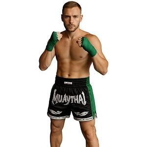 FIGHTERS - Thaibox Shorts / Elite Muay Thai / Schwarz-Grün / Small