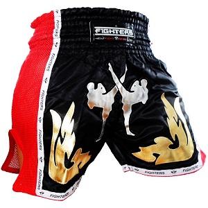 FIGHTERS - Thaibox Shorts / Elite Fighters / Schwarz-Rot / XS