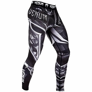 Venum - Pantaloni a compressione / Gladiator 3.0 / Nero-Bianco / Small